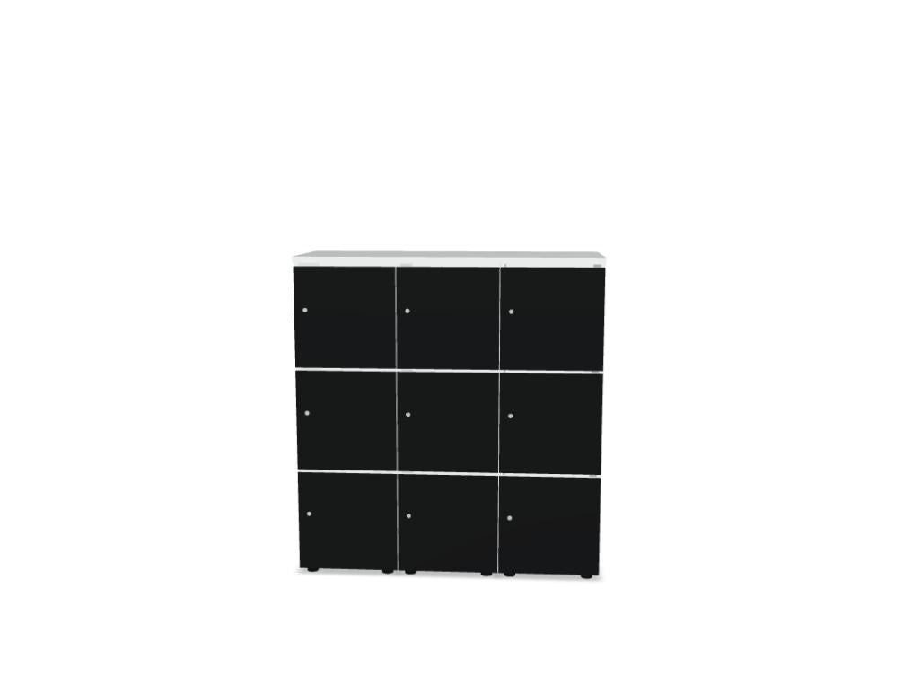 Mdd Locker Standard LOK30 Schließfachschrank in Weiß mit Holzoptik-Fächern, moderner Büroschrank für Stauraum