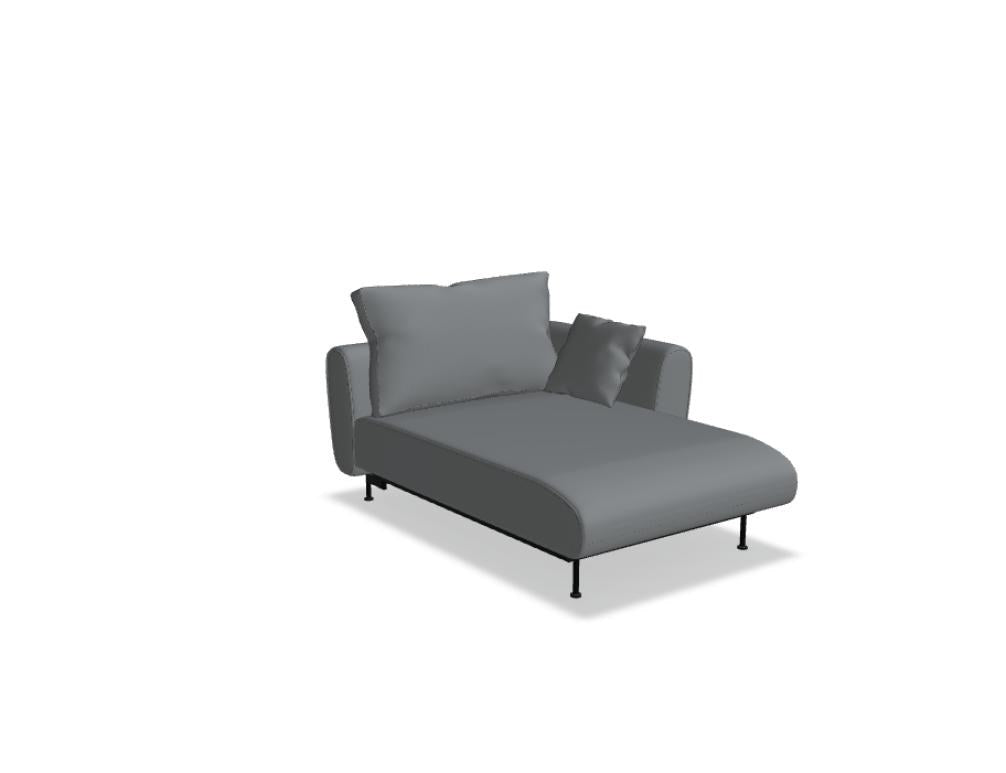 Modulares Sofa Lotus von Mdd in Dunkelgrau mit gepolsterter Rückenlehne, breiten Armlehnen und schwarzen Metallfüssen, frontale Sitzansicht.