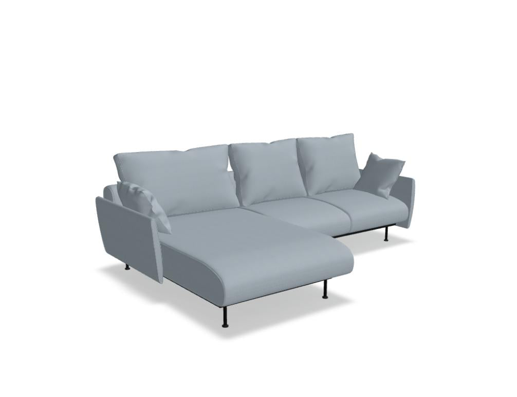 Mdd Lotus LTS06 L-Sofa links in elegantem Design mit breiter Sitzfläche, niedriger Rückenlehne und schlanken Metallfüßen