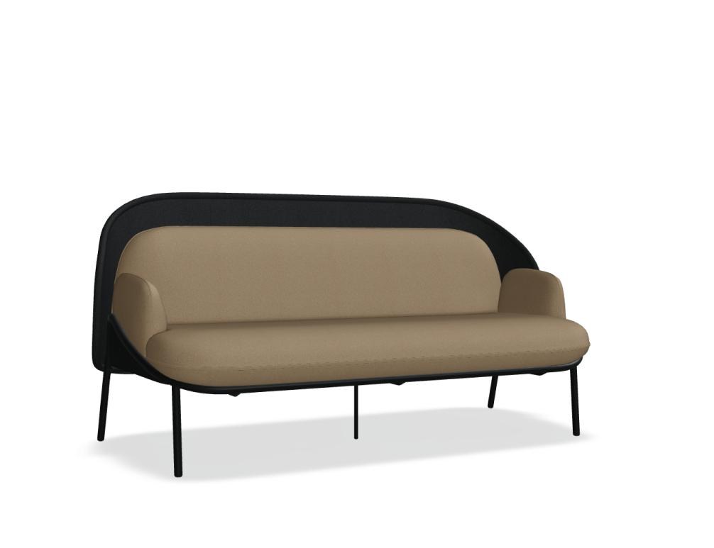 Hochlehner-Sofa Mesh von Mdd in Hellgrau, gepolsterter Sitz mit hoher Netz-Rückenlehne und vierbeinigem Metallgestell.