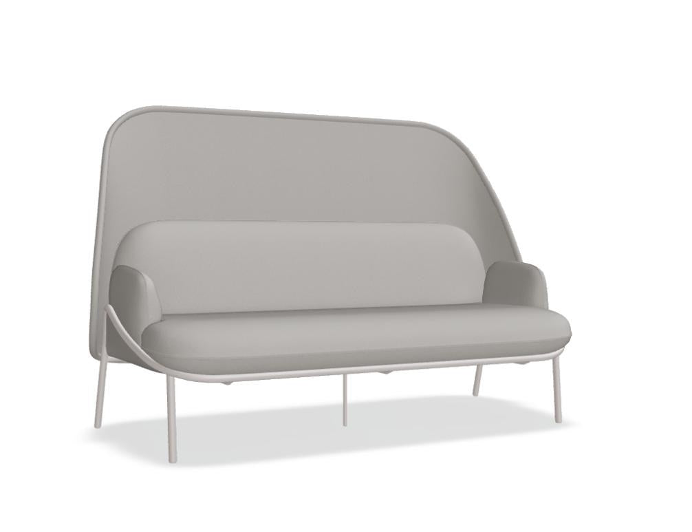Hochlehner-Sofa Mesh von Mdd in Hellgrau, gepolsterter Sitz mit hoher Netz-Rückenlehne und vierbeinigem Metallgestell.