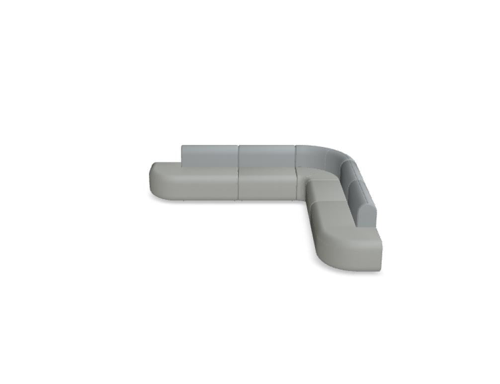 Modulares Sofa Artiko von Mdd in Hellgrau mit gepolsterter Sitz- und Rückenfläche, Metallgestell und abgerundeten Formen.