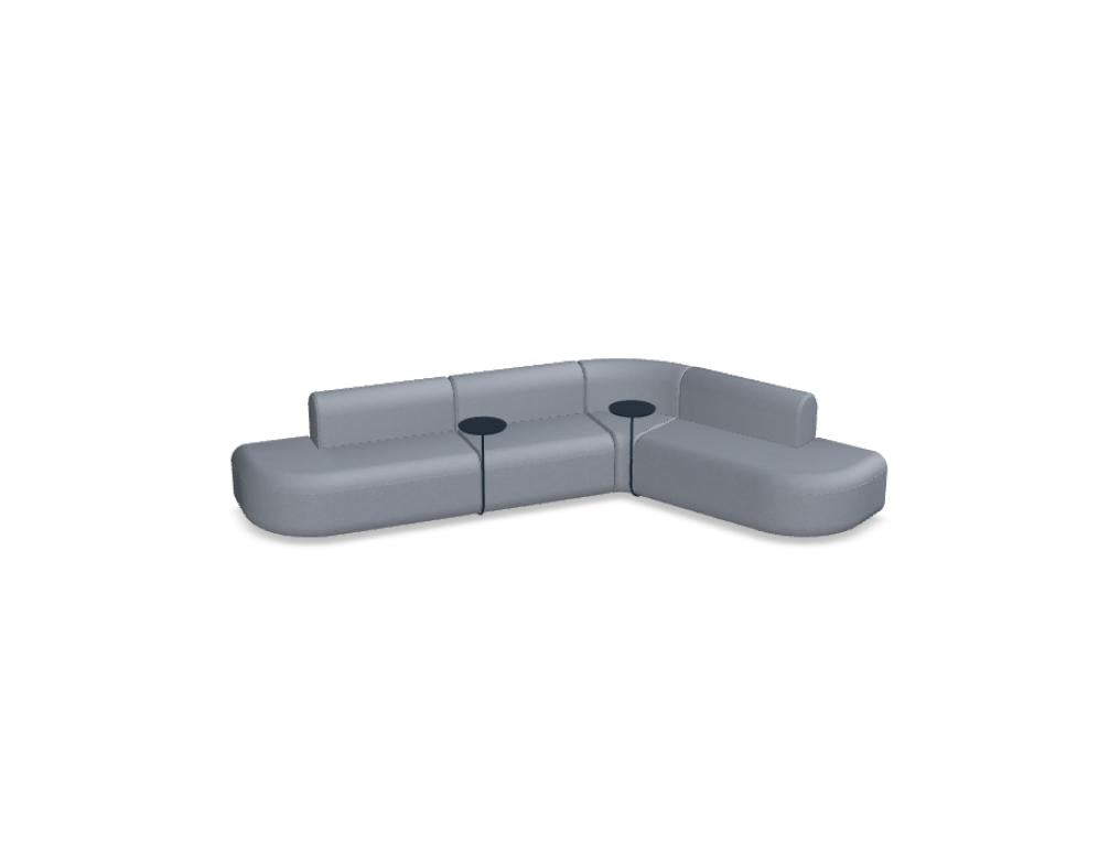 Helles Ecksofa Artiko AT30 in grauer Stoffausführung, modernes Design, links großzügige Sitzfläche, rechts kurze Armlehne, neutrale Wohnzimmer-Atmosphäre