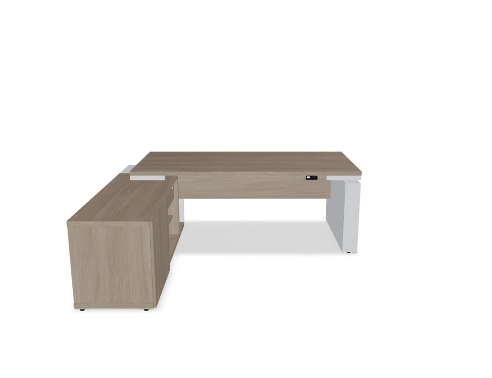 Heller Chefschreibtisch MIT27RL von Mito MIT27RL, höhenverstellbarer Schreibtisch mit schlanker Paneele und Kabelmanagement – modernes Arbeitsmöbel, ergonomisch ausgerichtet