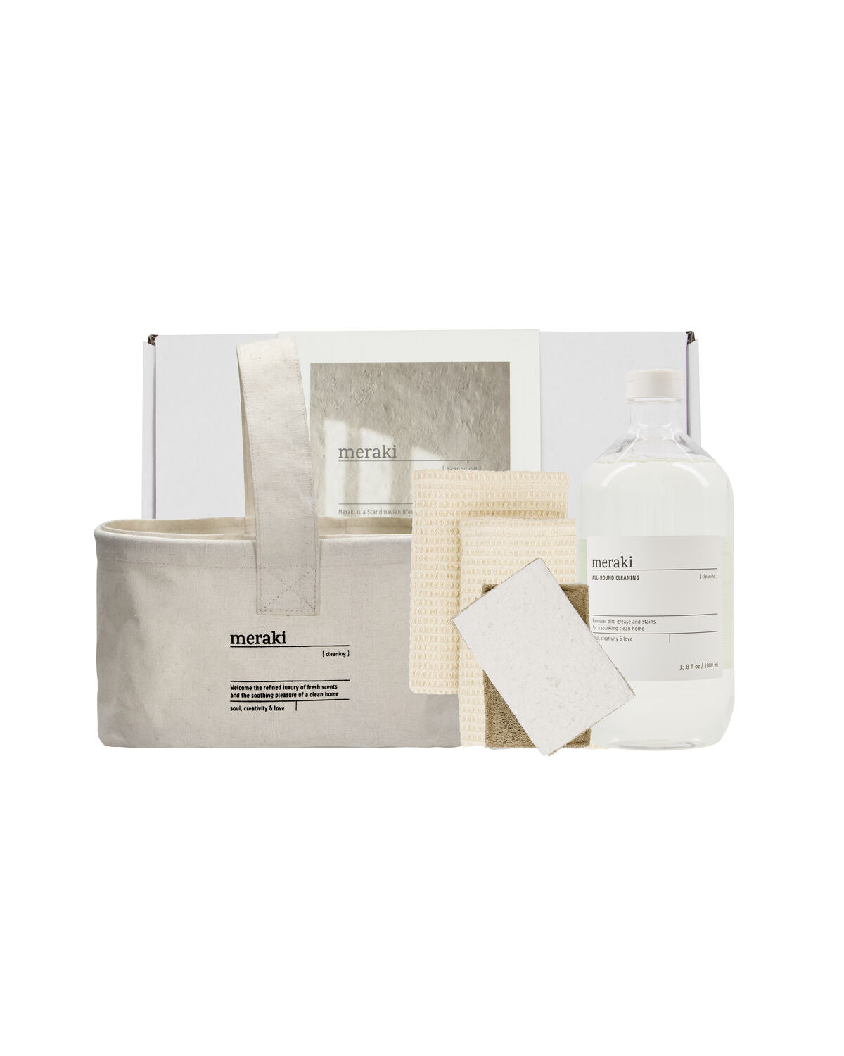 Gift box, basket + dish cloth, beige + sponge + all-round cleaning, 1000 ml in White präsentiert im Onlineshop von KAQTU Design AG. Geschenkset ist von Meraki
