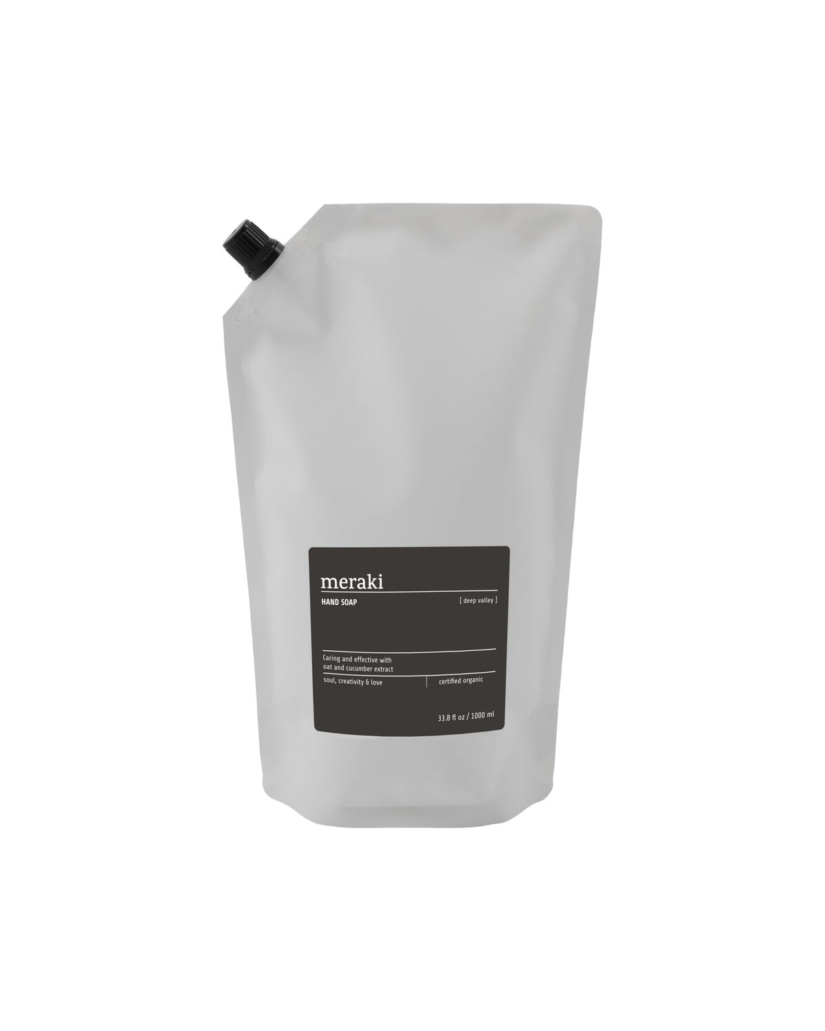 Weisse Nachfüllflasche der Hand soap Deep Valley Refill von Meraki, 1000 ml, schlichtes Design für Handseifen-Spender im Badezimmer.
