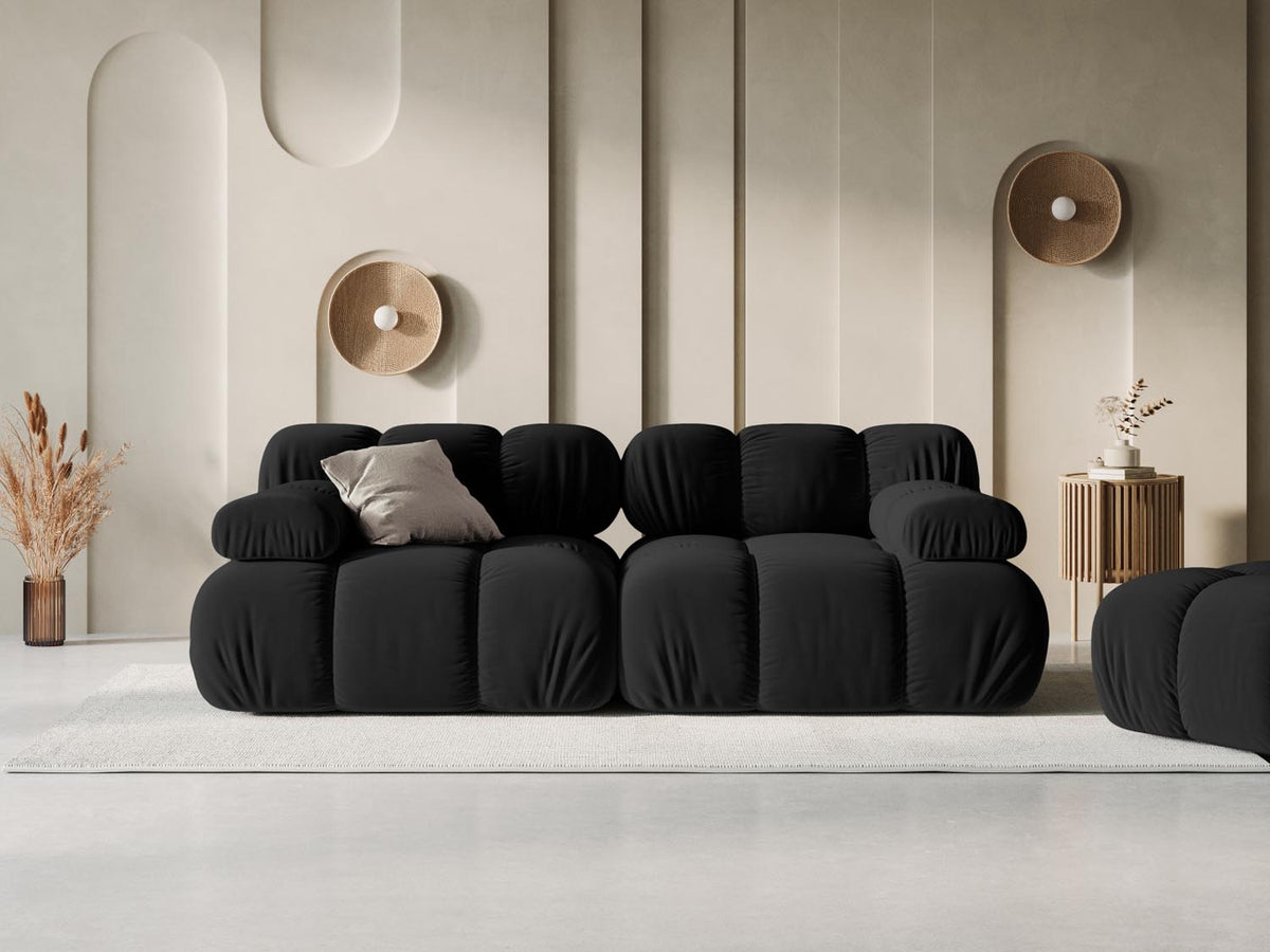 Bellis Velour modulares Sofa 2 Sitzer 94cm in Black-Bluvel präsentiert im Onlineshop von KAQTU Design AG. 3er Sofa ist von Micadoni
