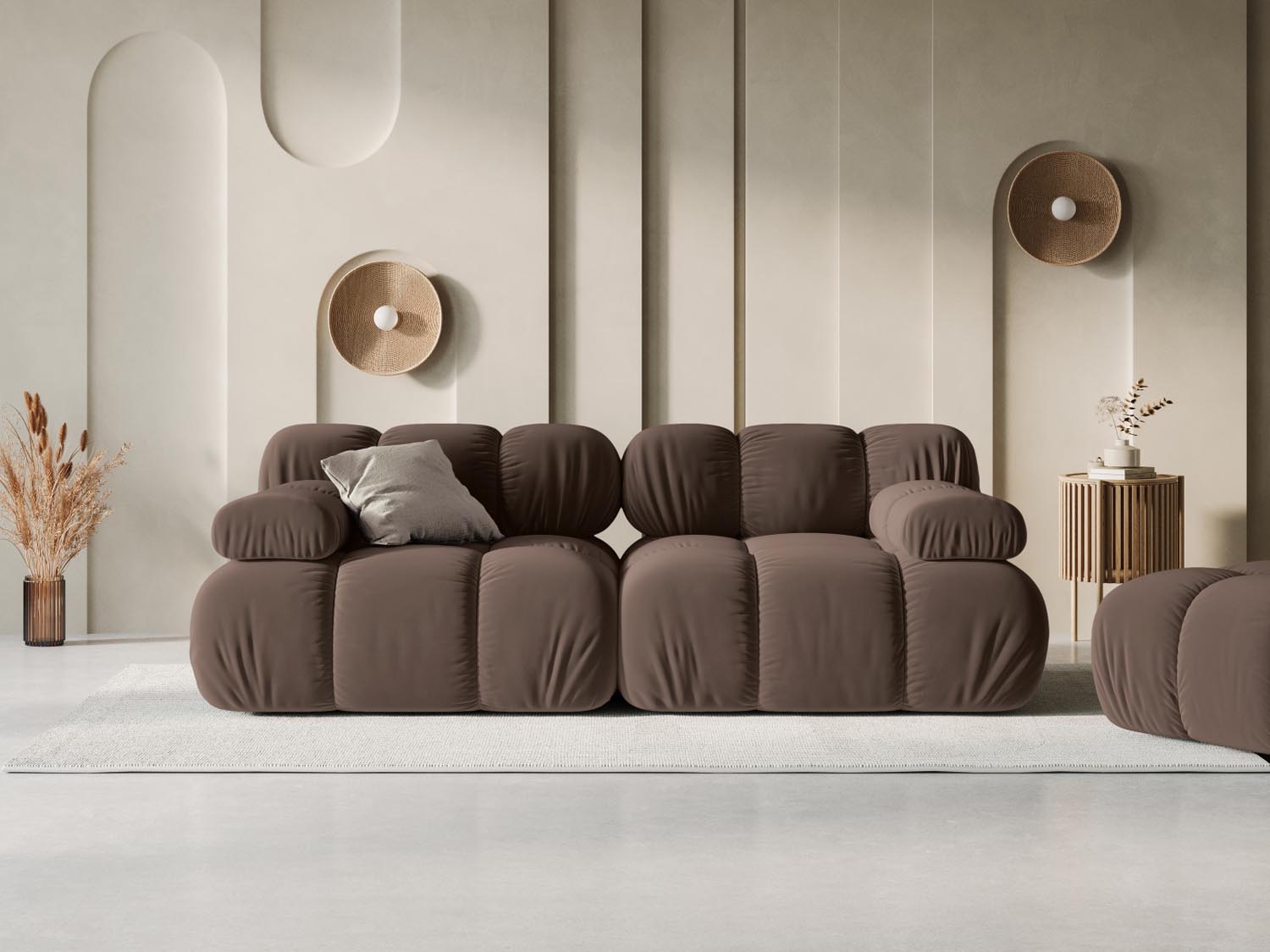 Bellis Velour modulares Sofa 2 Sitzer 94cm in Dark Brown-Bluvel präsentiert im Onlineshop von KAQTU Design AG. 3er Sofa ist von Micadoni