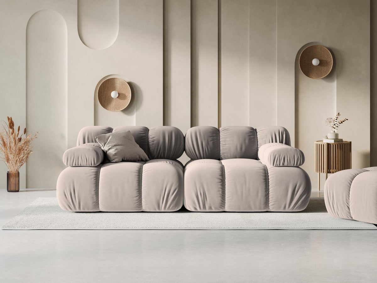 Bellis Velour modulares Sofa 2 Sitzer 94cm in Cappuccino-Bluvel präsentiert im Onlineshop von KAQTU Design AG. 3er Sofa ist von Micadoni