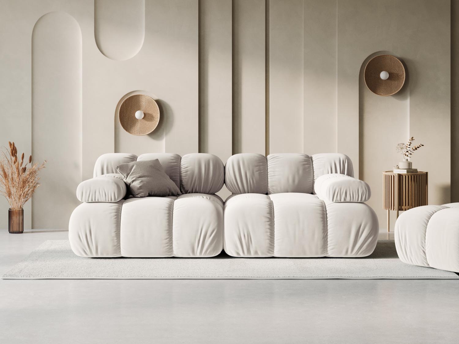 Entdecken Sie das elegante Bellis Velour Sofa 2 Sitzer 94cm von Micadoni – stilvoll, modular und perfekt für Ihr Zuhause!