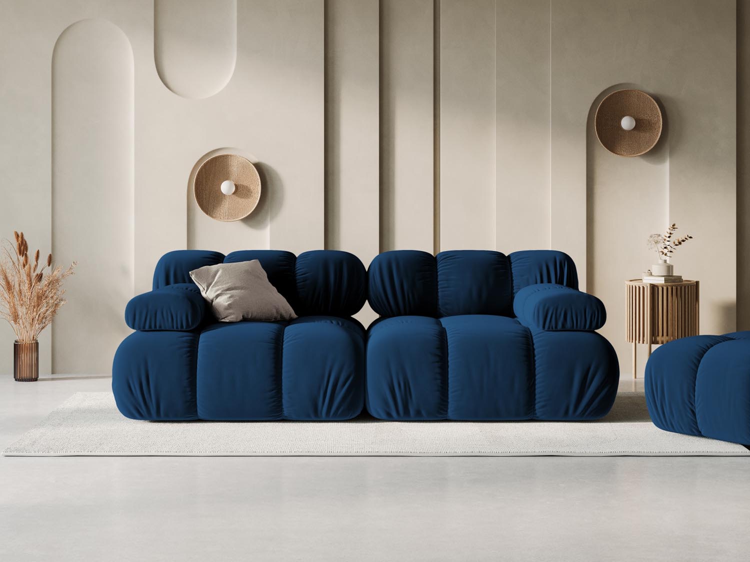 Bellis Velour modulares Sofa 2 Sitzer 94cm in Royal Blue-Bluvel präsentiert im Onlineshop von KAQTU Design AG. 3er Sofa ist von Micadoni