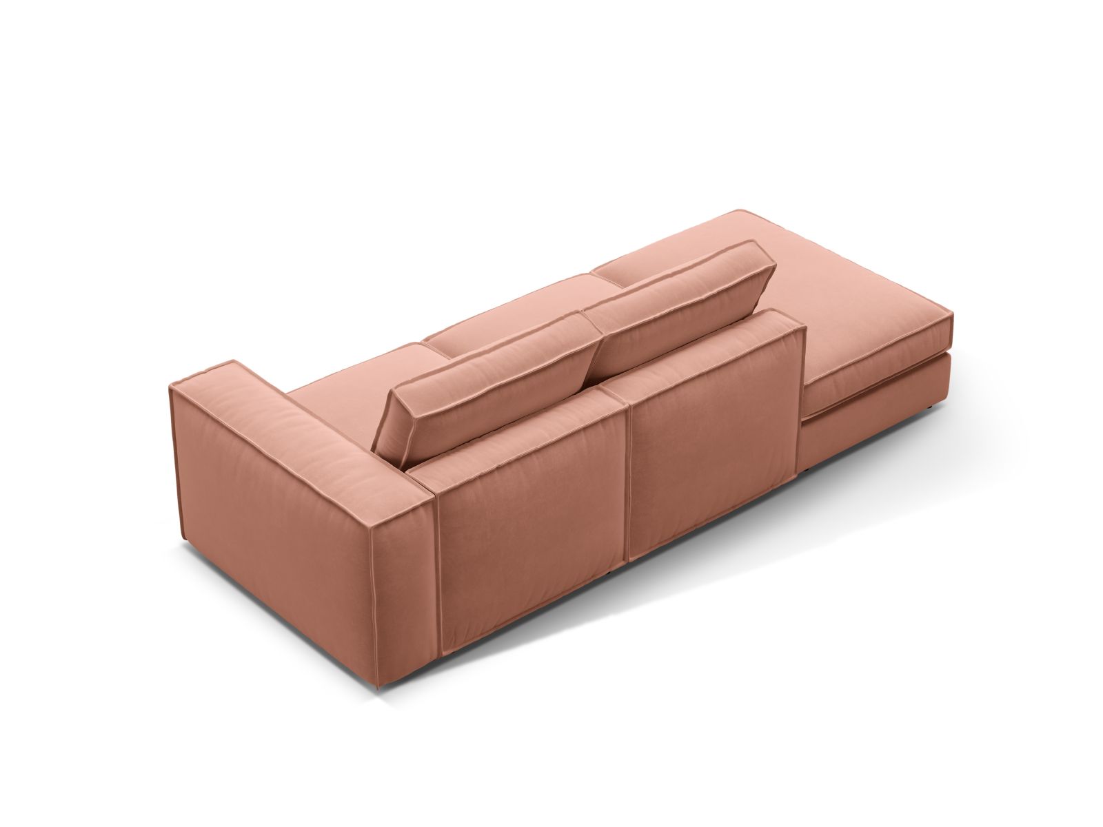 Modulares 3-Sitzer Sofa Pola Open End links in einem modernen Pink-Ton, ideal für einladende Wohnräume und entspannte Stunden.