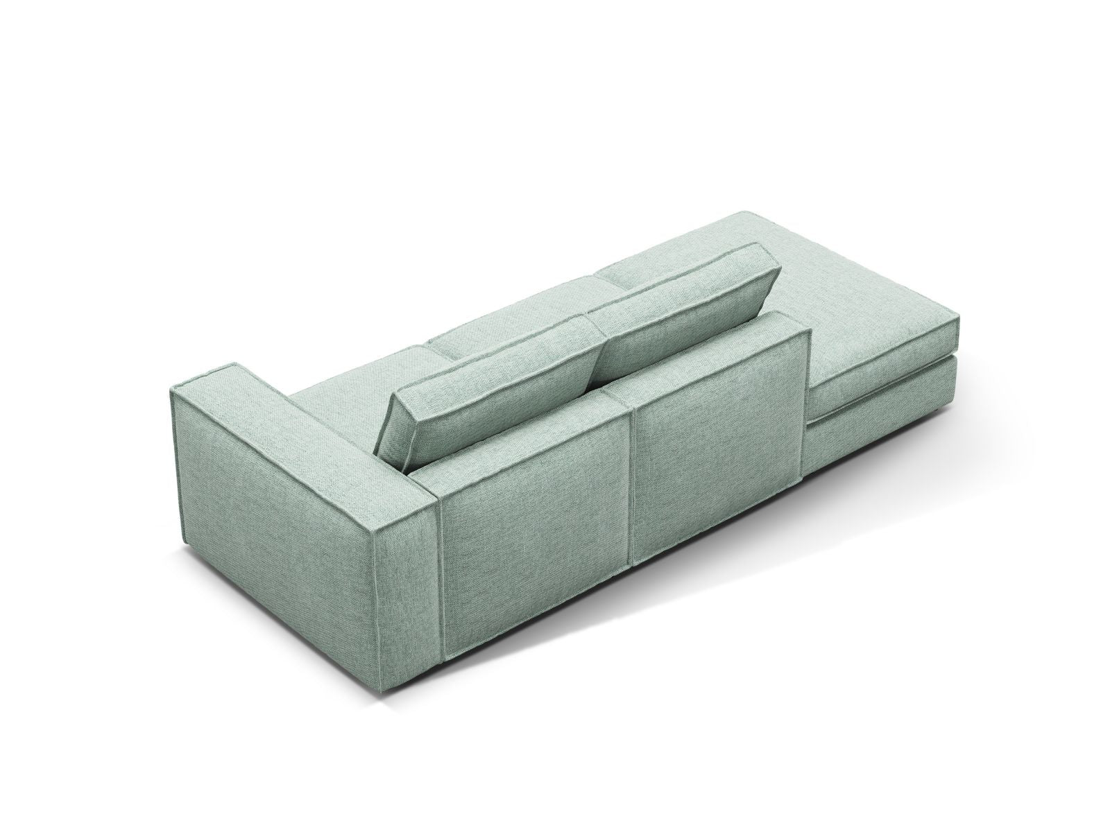 Elegantes 3-Sitzer Sofa Open End links Pola in sanftem Mintgrün, ideal für stilvolle Wohnräume und entspannte Stunden.