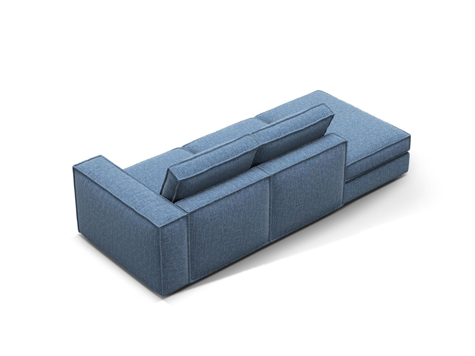 Elegantes 3-Sitzer Sofa Open End links Pola in kräftigem Blau, ideal für stilvolle Wohnräume und entspannte Abende.