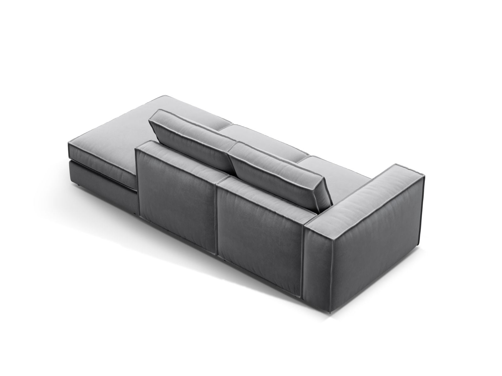 Elegantes 3-Sitzer Sofa Pola mit offenem Ende rechts in modernem Grau, ideal für gemütliche Abende und stilvolle Einrichtung.