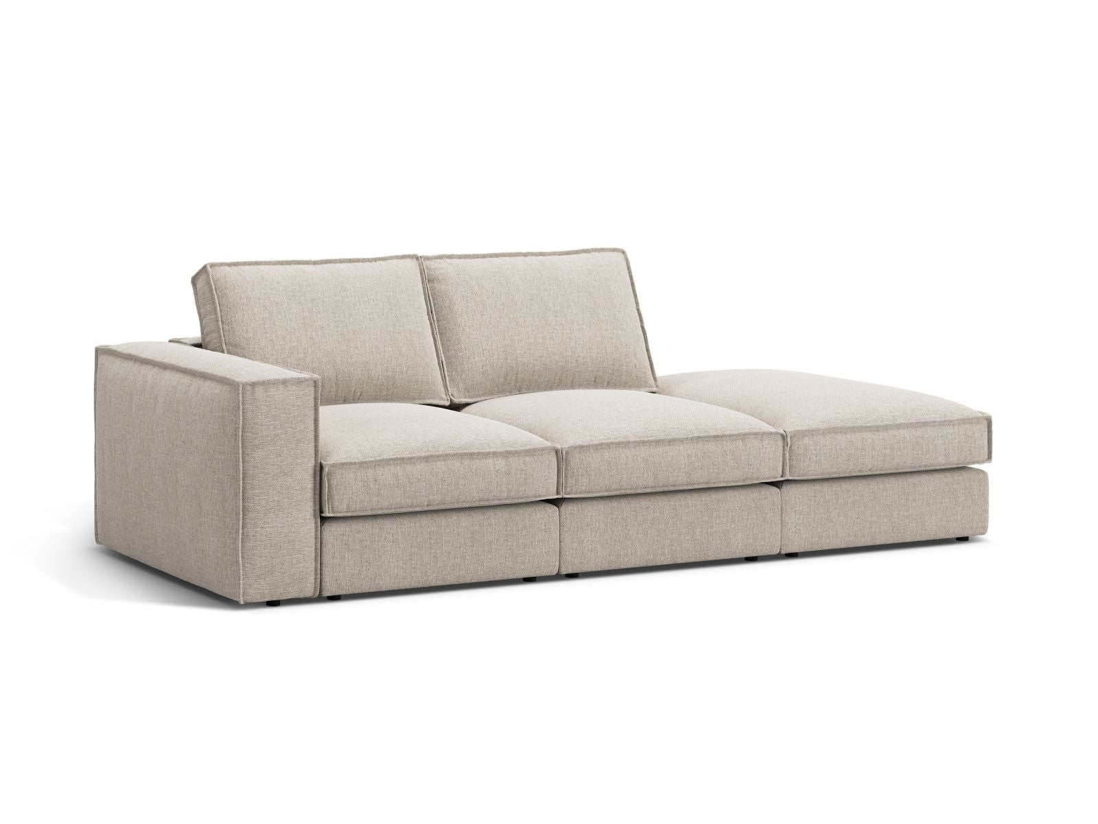 Elegantes 3-Sitzer Ecksofa Open End rechts Pola in Sand-Babel, ideal für stilvolle Wohnräume, erhältlich bei KAQTU Design AG.
