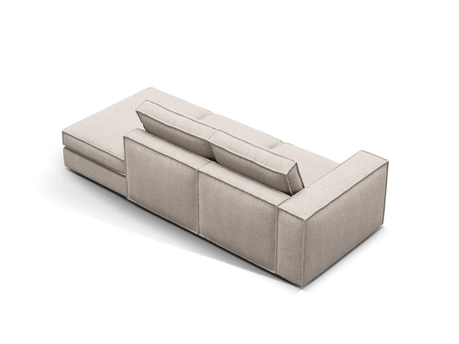 Elegantes 3-Sitzer Ecksofa Open End rechts Pola in Sand-Babel, ideal für entspannte Abende und geschmackvolle Wohnräume.