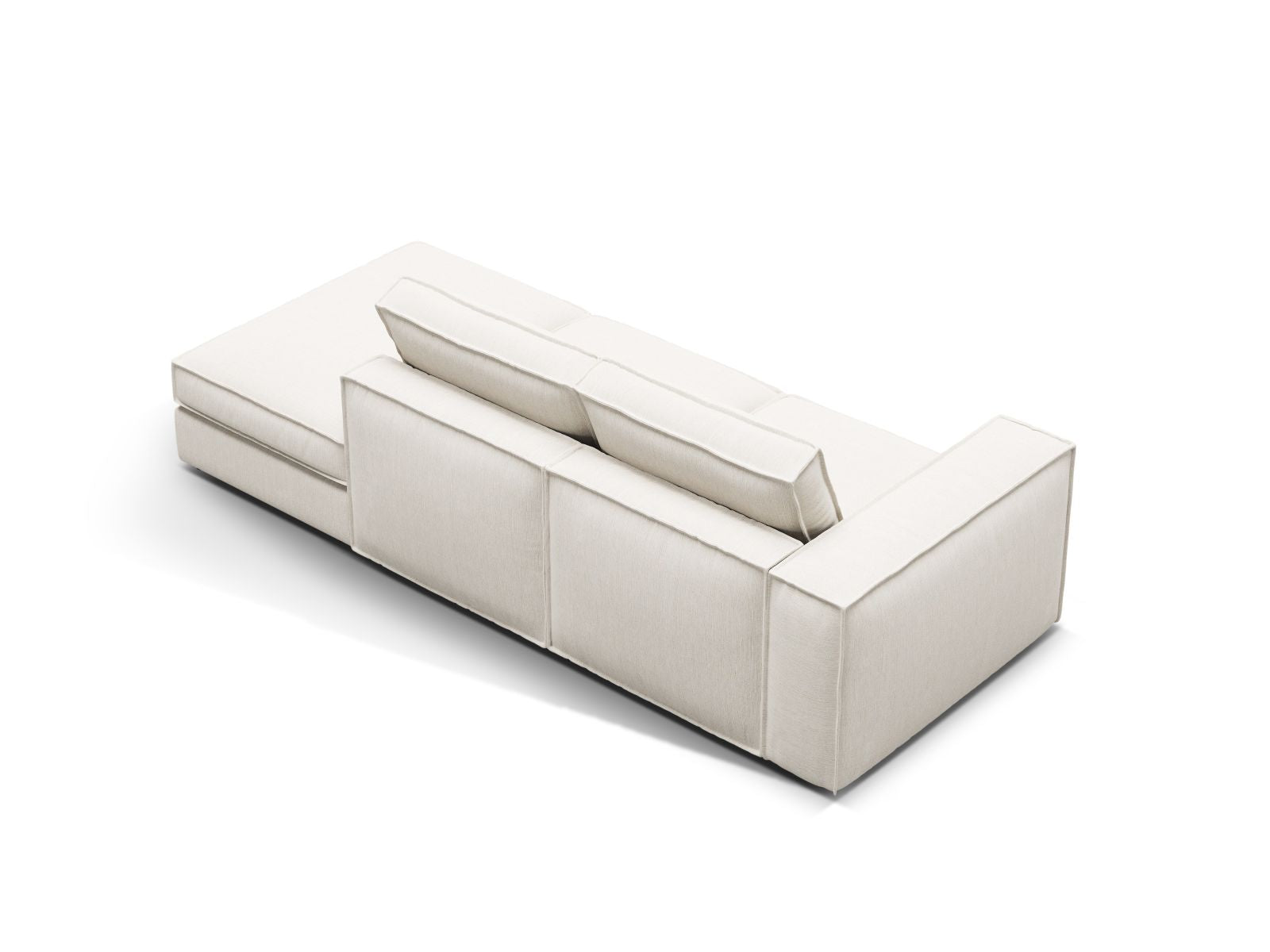 Elegantes 3-Sitzer Ecksofa Open End rechts Pola in strahlendem Weiß, ideal für moderne Wohnräume und entspannte Stunden.