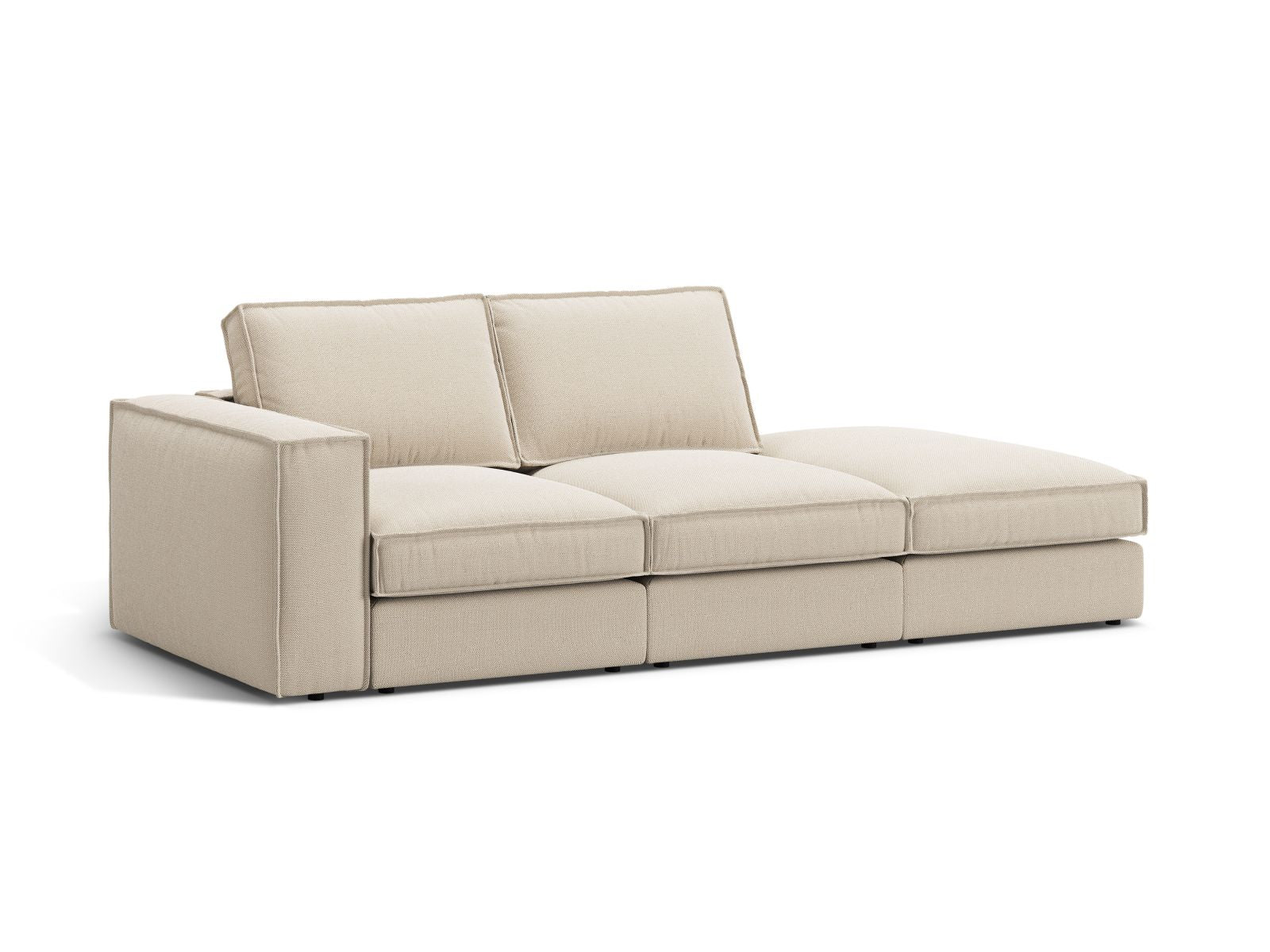 Beige 3-Sitzer Ecksofa Open End rechts Pola von Micadoni, stilvolles Design für modernen Wohnraum, bequem und einladend.