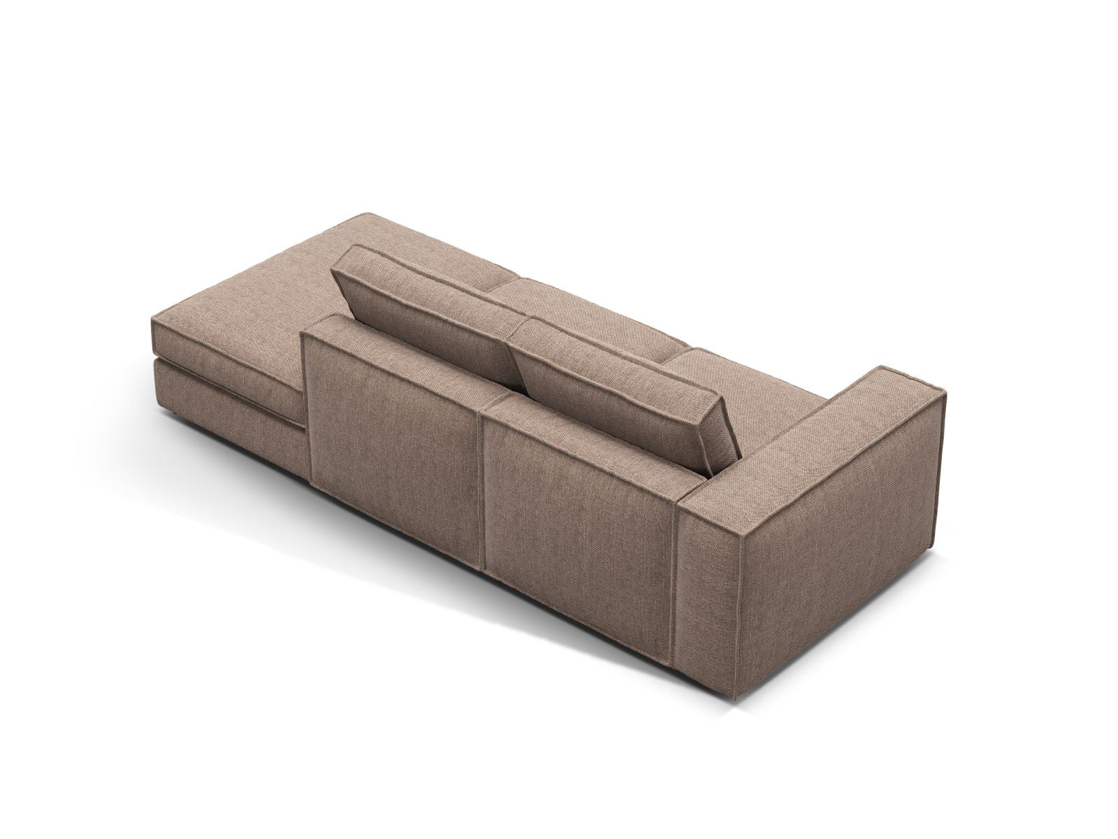 Elegantes 3-Sitzer Ecksofa Open End rechts Pola in warmem Braun, ideal für entspannte Abende und geschmackvolle Wohnräume.