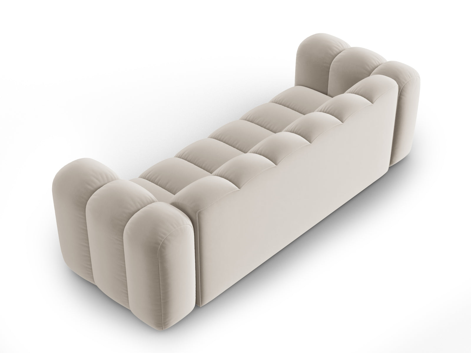 Beige 3-Sitzer Velour Sofa Lupine von Micadoni, perfekt für moderne Wohnräume, vereint Stil und Komfort in einem eleganten Design.