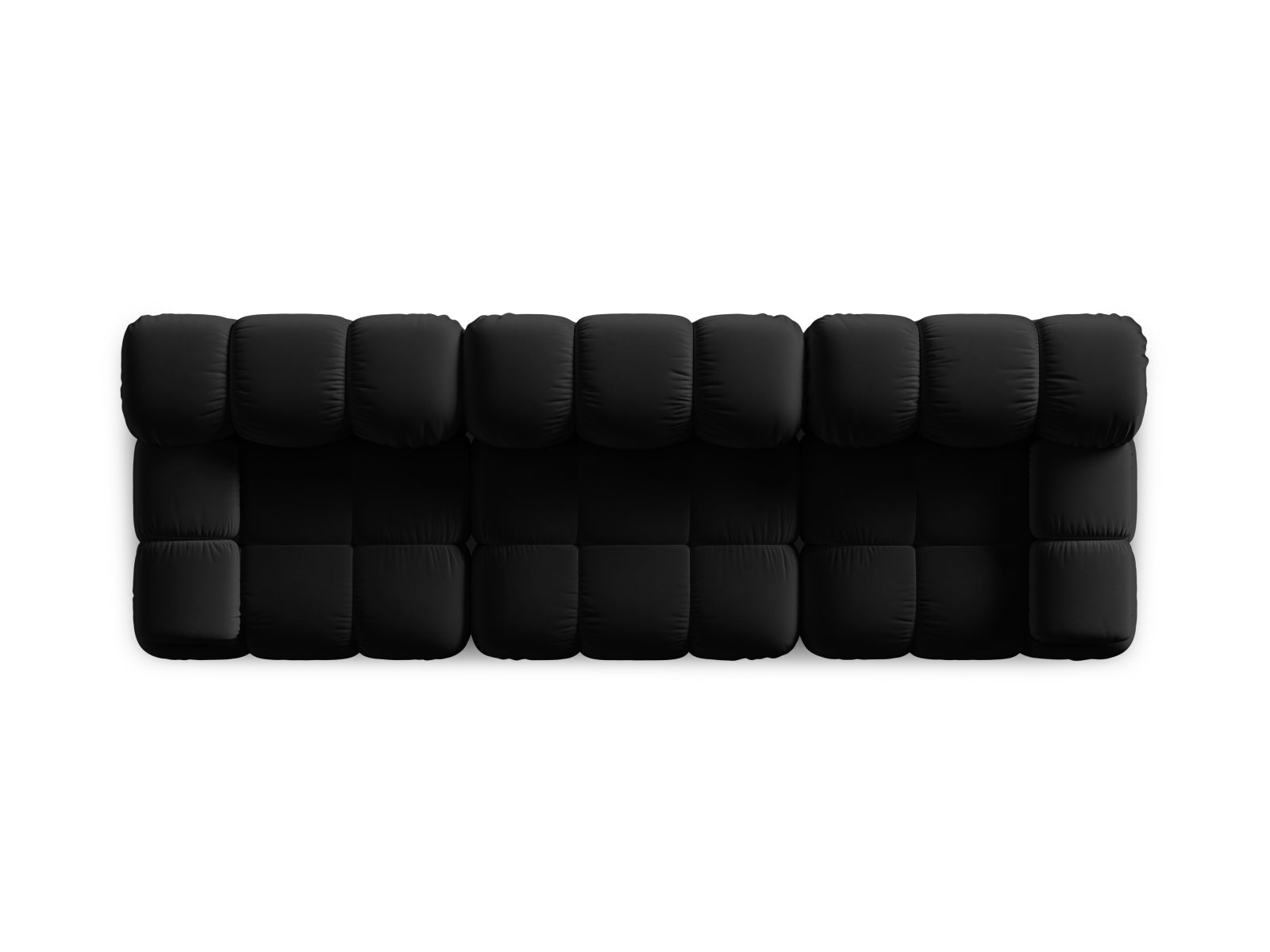 Elegantes Bellis Velour 3-Sitzer Sofa in stilvollem Schwarz-Bluvel, ideal für moderne Wohnräume und gemütliche Stunden.