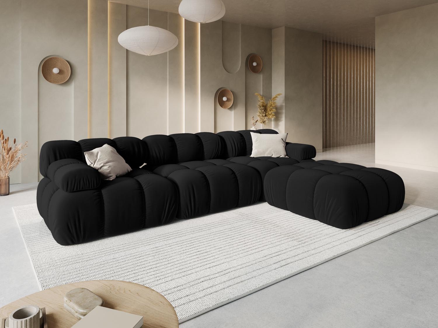 Entdecken Sie das elegante Bellis Velour Sofa von Micadoni – ein modulares 3-Sitzer Möbelstück, das Komfort und Stil vereint. Ideal für Ihr Zuhause!