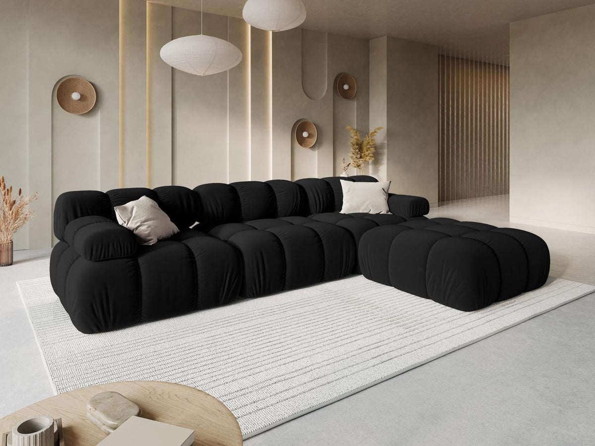 Bellis Velour modulares Sofa 3 Sitzer 94cm in Black-Bluvel präsentiert im Onlineshop von KAQTU Design AG. 3er Sofa ist von Micadoni