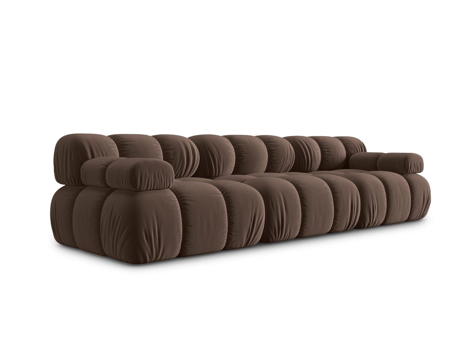 Modulares Bellis Velour Sofa in Dunkelbraun, 3-Sitzer mit 94 cm Breite, perfekt für gemütliche und moderne Wohnräume.