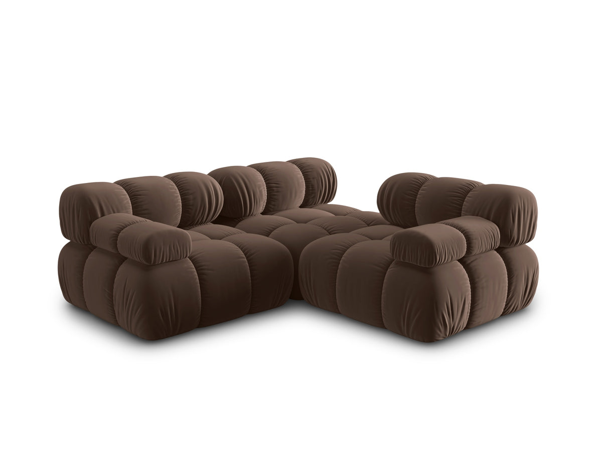 Bellis Velour modulares Sofa 3 Sitzer 94cm in Dark Brown-Bluvel präsentiert im Onlineshop von KAQTU Design AG. 3er Sofa ist von Micadoni
