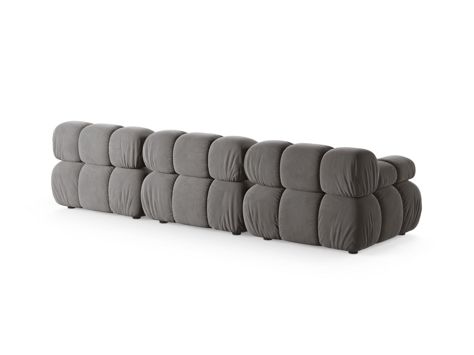 Elegantes Bellis Velour 3-Sitzer Sofa in stilvollem Grau, ideal für moderne Wohnräume und entspannte Stunden mit Freunden und Familie.