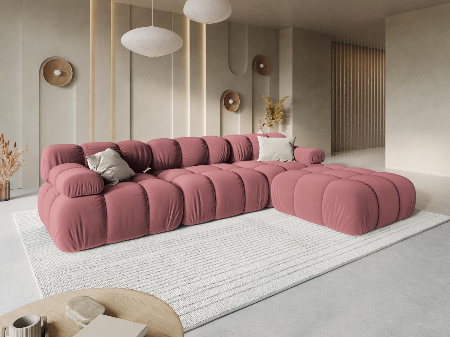 Entdecken Sie das stilvolle Bellis Velour Sofa von Micadoni – ein 3-Sitzer mit modularer Flexibilität und elegantem Design für Ihr Zuhause.
