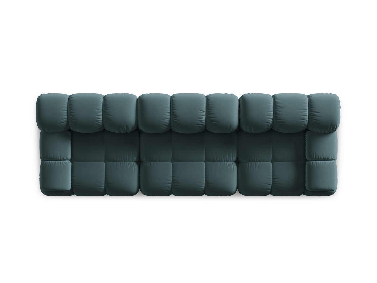 Elegantes 3-Sitzer Sofa Bellis in zartem Türkis, aus hochwertigem Velours, ideal für modernes Wohnen und gemütliche Abende.