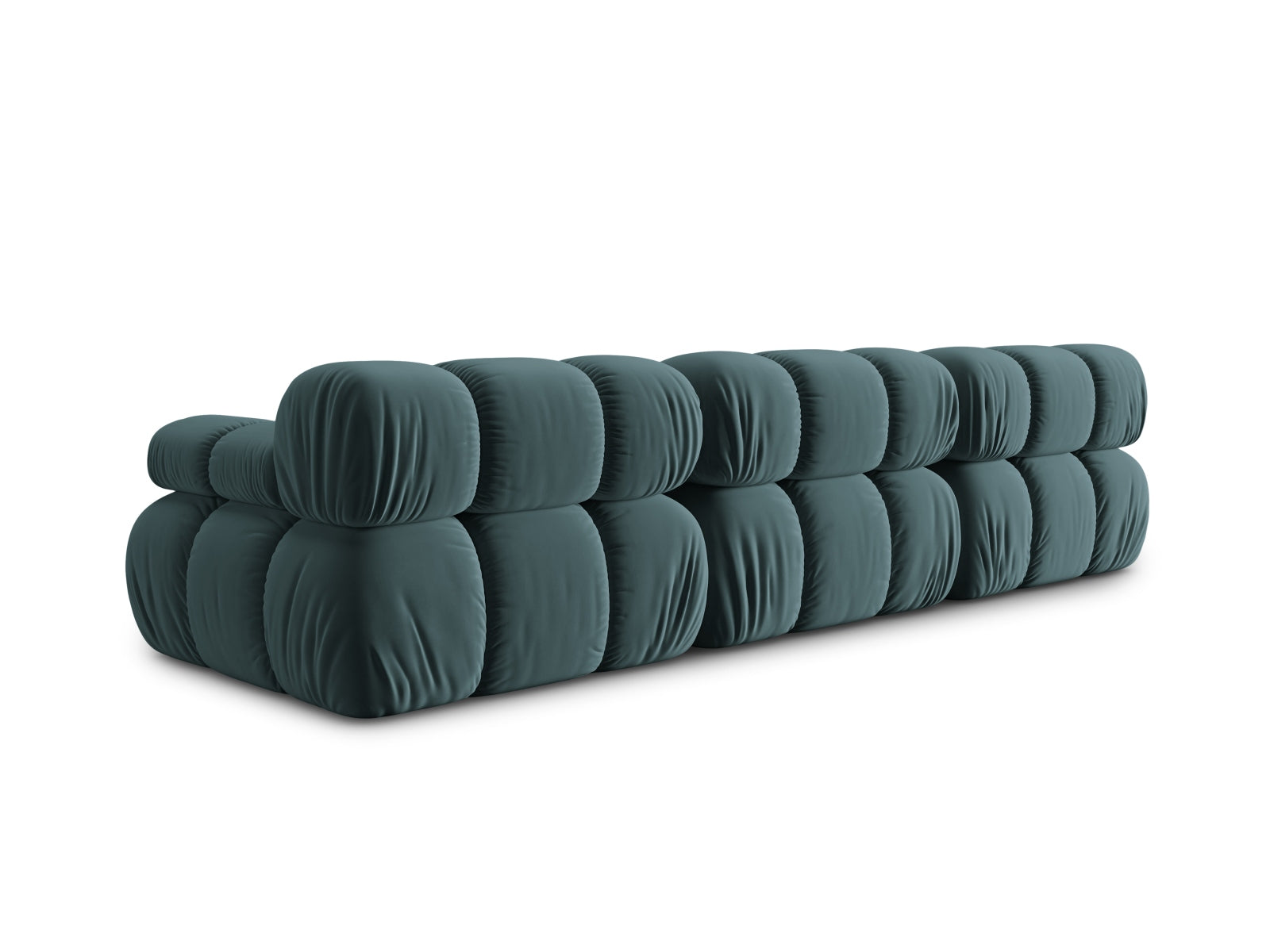 Modulares 3-Sitzer Sofa Bellis in sanftem Türkis, gefertigt aus luxuriösem Velours, perfekt für stilvolle Wohnräume und entspannte Stunden.