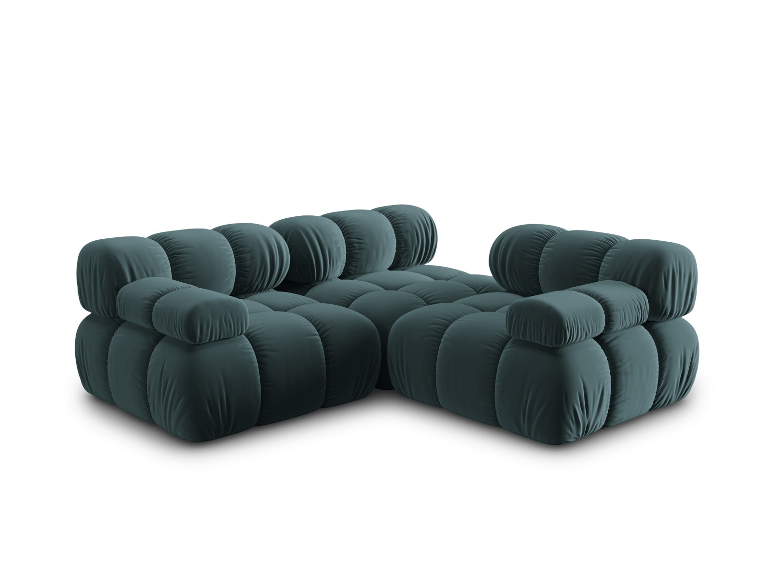 Elegantes 3-Sitzer Sofa Bellis in modernem Türkis, aus hochwertigem Velours, ideal für gemütliche Abende und stilvolle Einrichtung.