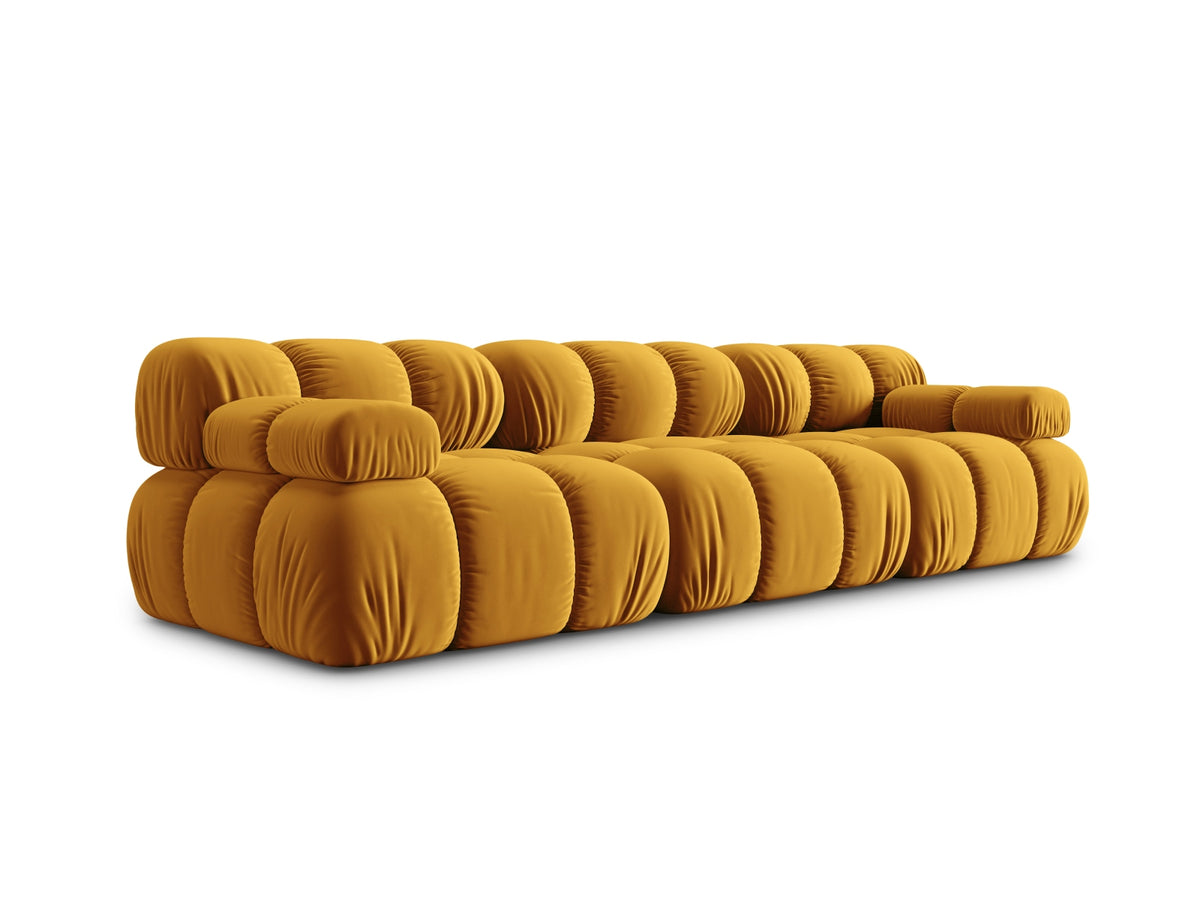 Bellis Velour modulares Sofa 3 Sitzer 94cm in Yellow-Bluvel präsentiert im Onlineshop von KAQTU Design AG. 3er Sofa ist von Micadoni