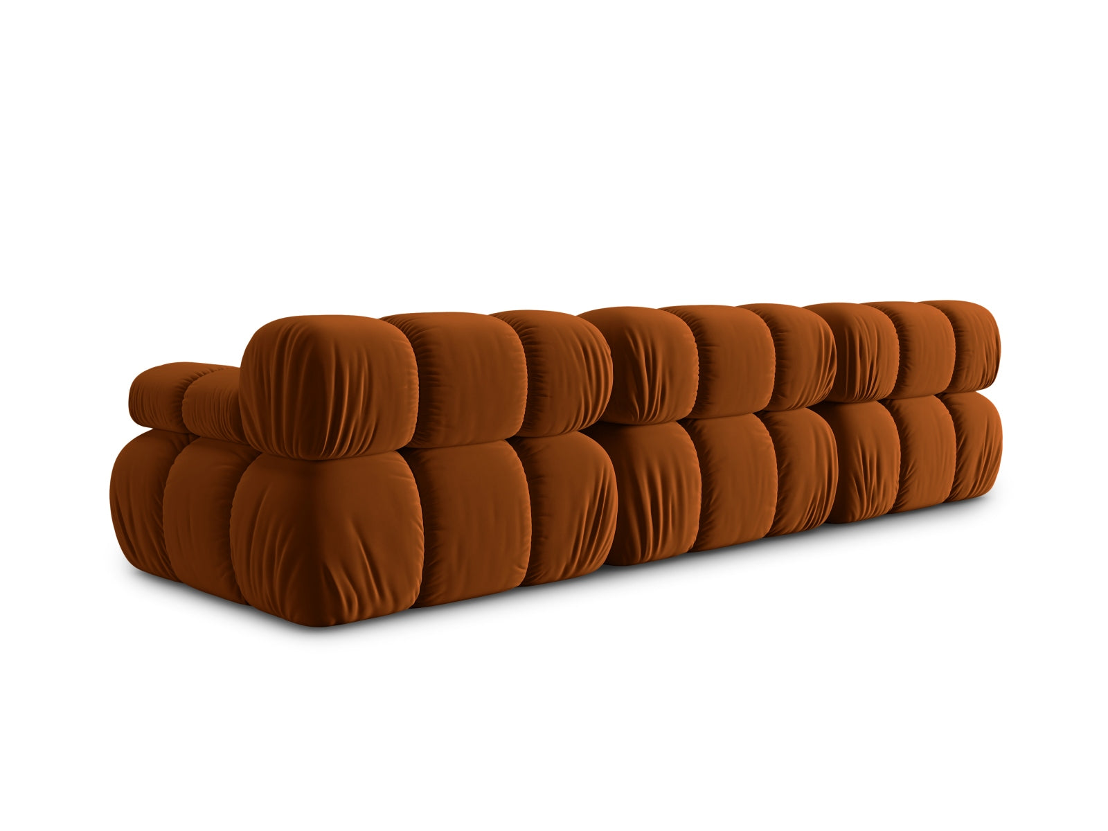 Modulares 3-Sitzer Sofa Bellis in warmem Terracotta-Velours, ideal für kreative Raumgestaltungen und gemütliche Sitzgelegenheiten.