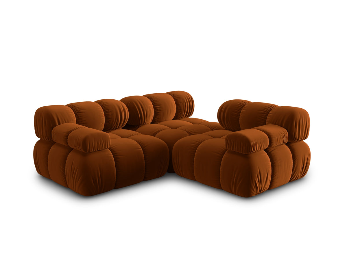 Bellis Velour modulares Sofa 3 Sitzer 94cm in Terracotta-Bluvel präsentiert im Onlineshop von KAQTU Design AG. 3er Sofa ist von Micadoni