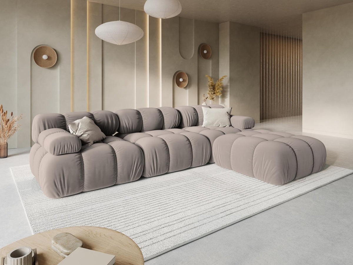 Bellis Velour modulares Sofa 3 Sitzer 94cm in Cappuccino-Bluvel präsentiert im Onlineshop von KAQTU Design AG. 3er Sofa ist von Micadoni