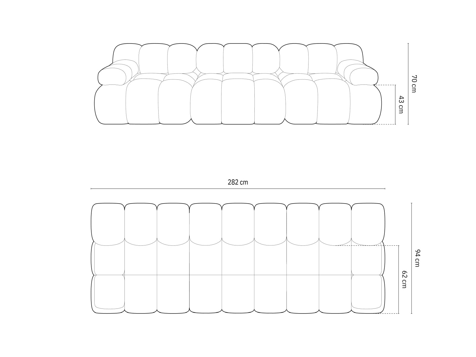 Modulares 3-Sitzer Sofa Bellis in stilvollem Dunkelbeige Velours, perfekt für kreative Wohnkonzepte und gemütliche Atmosphäre.