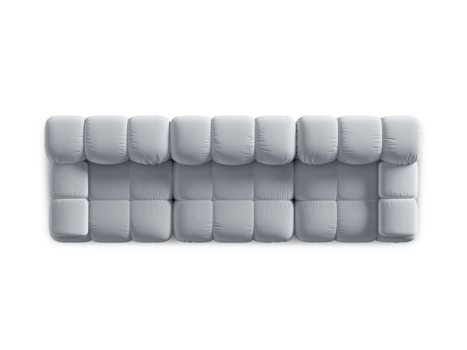 Elegantes 3-Sitzer Sofa Bellis in sanftem Hellblau, ideal für stilvolle Wohnräume. Modulares Design für individuelle Anpassung und Komfort.