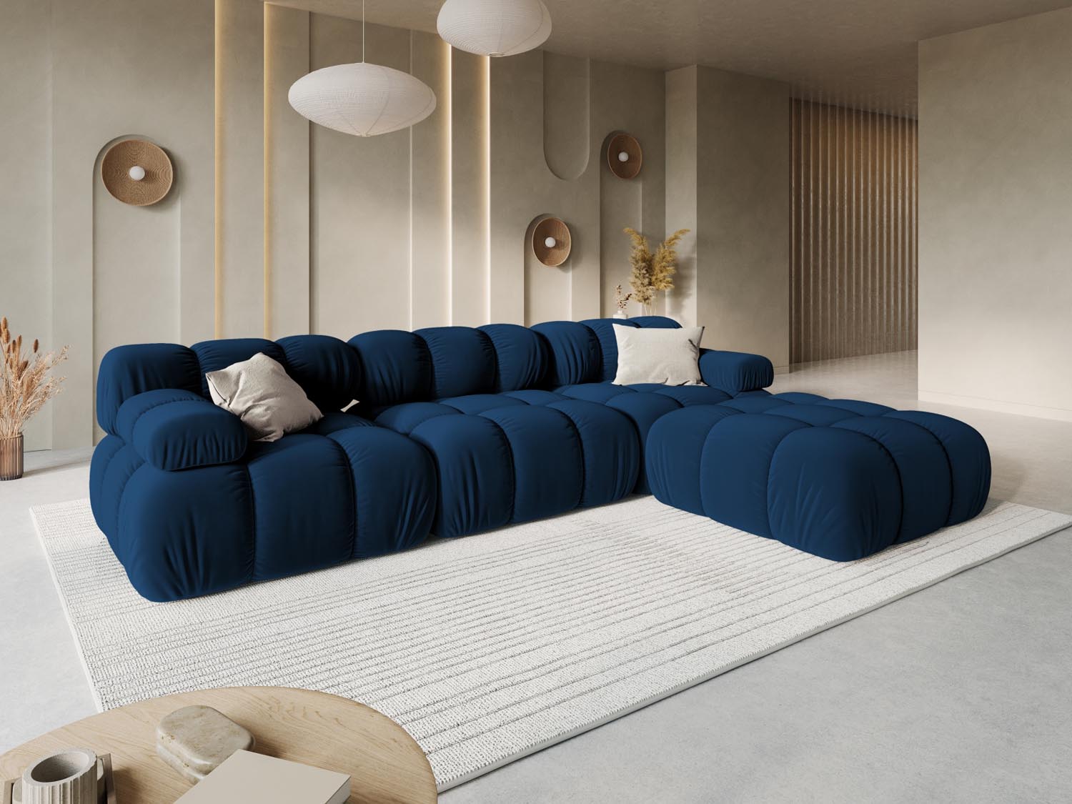Entdecken Sie das stilvolle Bellis Velour Sofa 3 Sitzer von Micadoni. Modular, bequem und elegant – ideal für Ihr modernes Zuhause!