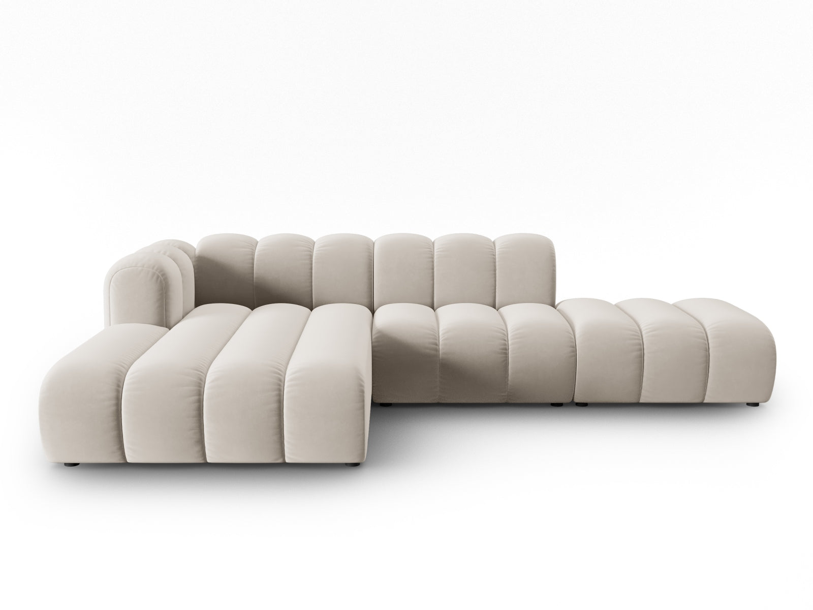 Lupine Velour modulares Ecksofa open links 5 Sitzer in Beige präsentiert im Onlineshop von KAQTU Design AG. L-Sofa links ist von Micadoni
