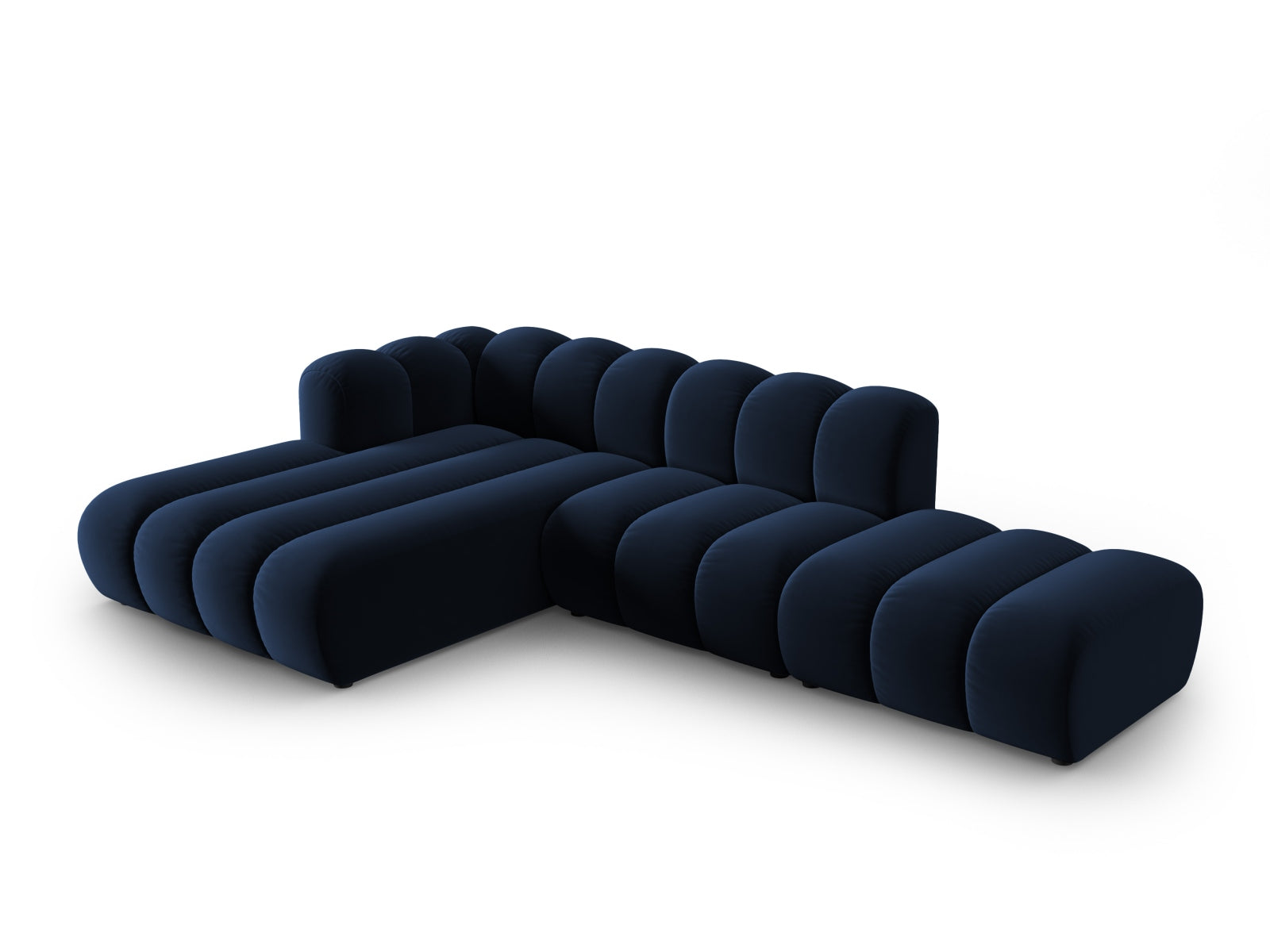 Lupine Velour modulares Ecksofa open links 5 Sitzer in Royal Blue-Salvador präsentiert im Onlineshop von KAQTU Design AG. L-Sofa links ist von Micadoni