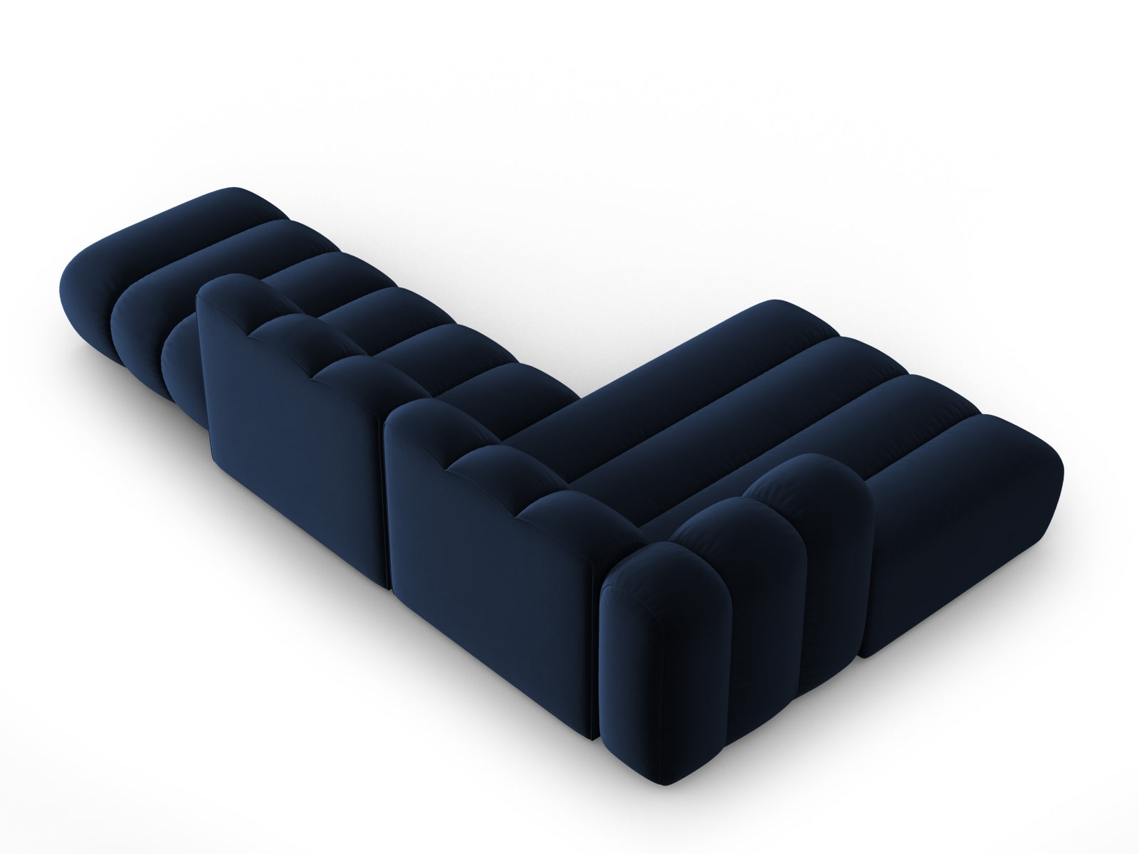 Lupine Velour modulares Ecksofa open links 5 Sitzer in Royal Blue-Salvador präsentiert im Onlineshop von KAQTU Design AG. L-Sofa links ist von Micadoni