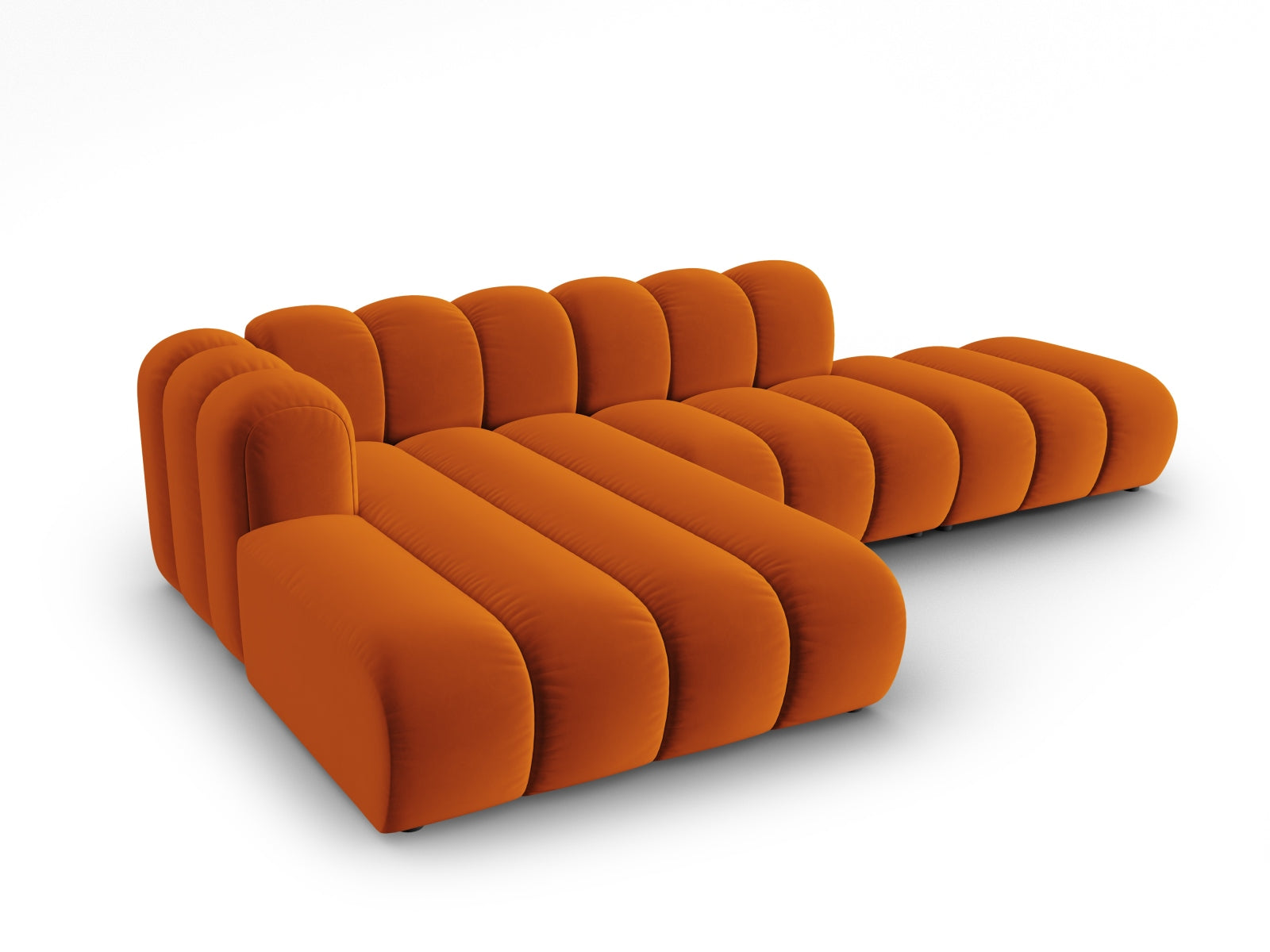 Modulares Ecksofa in warmem Terracotta, 5-Sitzer, ideal für gemütliche Zusammenkünfte und stilvolle Einrichtungsideen.