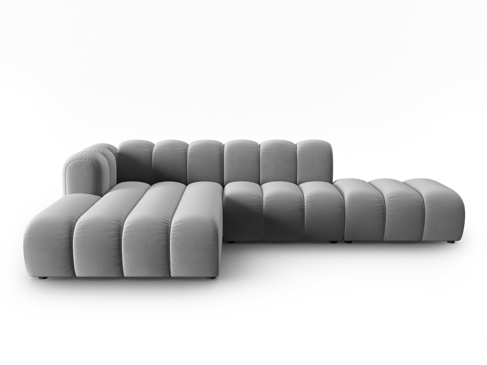 Lupine Velour modulares Ecksofa open links 5 Sitzer in Grey präsentiert im Onlineshop von KAQTU Design AG. L-Sofa links ist von Micadoni