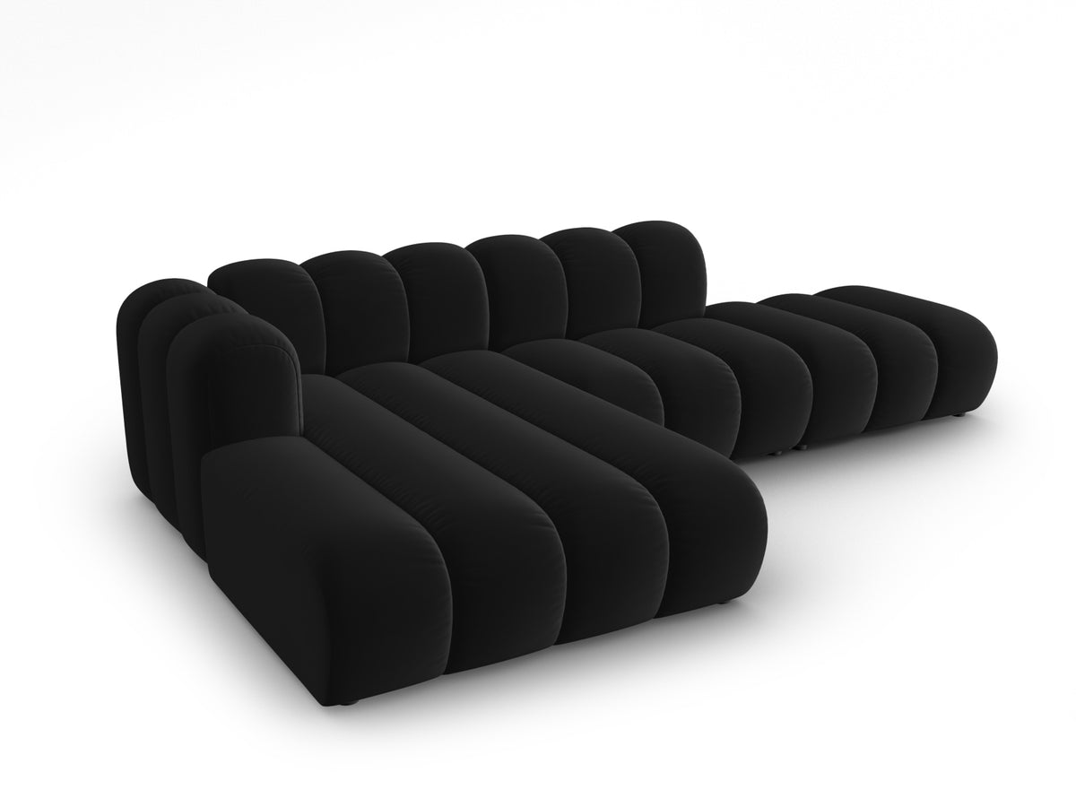 Lupine Velour modulares Ecksofa open links 5 Sitzer in Black-Salvador präsentiert im Onlineshop von KAQTU Design AG. L-Sofa links ist von Micadoni
