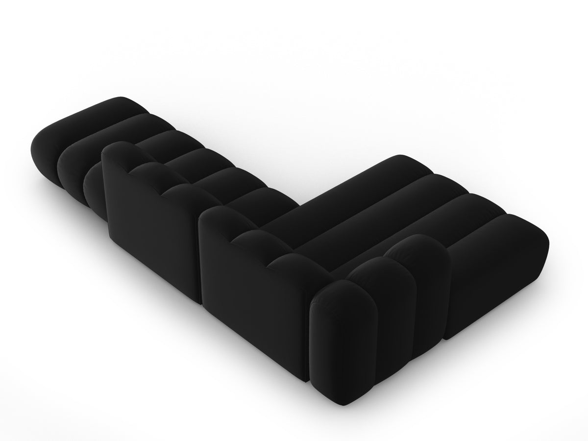 Lupine Velour modulares Ecksofa open links 5 Sitzer in Black-Salvador präsentiert im Onlineshop von KAQTU Design AG. L-Sofa links ist von Micadoni