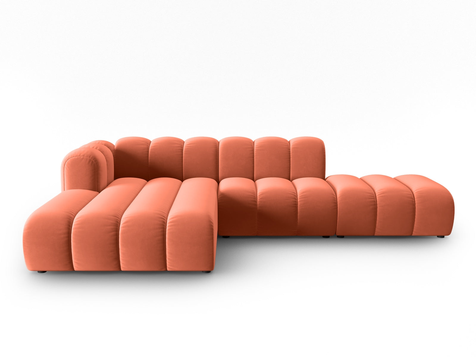 Lupine Velour modulares Ecksofa open links 5 Sitzer in Coral präsentiert im Onlineshop von KAQTU Design AG. L-Sofa links ist von Micadoni